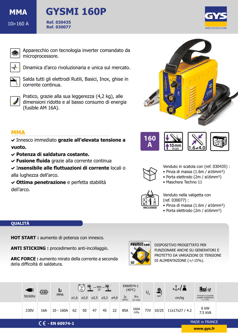 Saldatrice a inverter Gysmi 160P