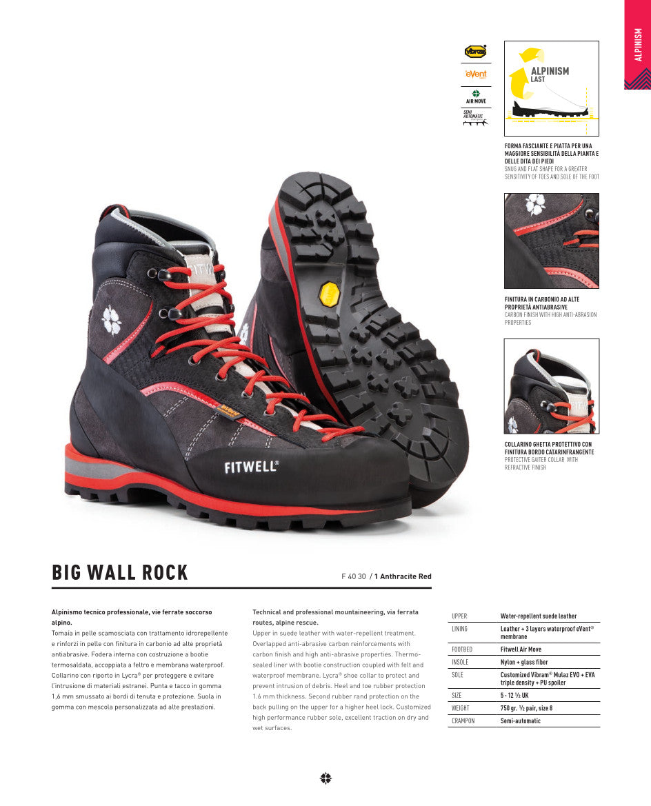 Scarpone da alpinismo FITWELL BIG WALL ROCK